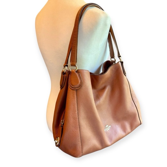 COACH EDIE 31 Pebbled Leather Shoulder Bag, Purse, Handbag in Saddle Brown - Picture 1 of 15